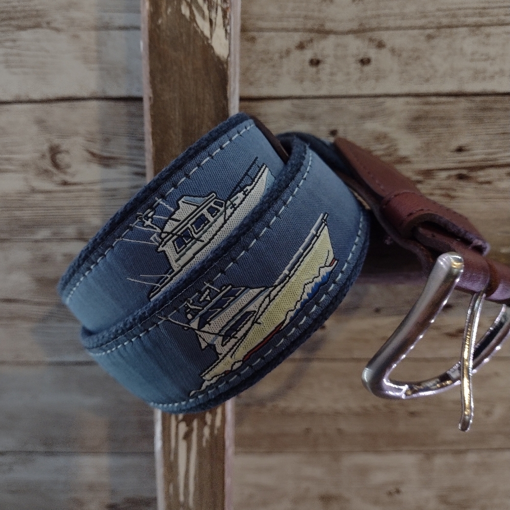 Belted Cow Powerboats Leather Tab Belt